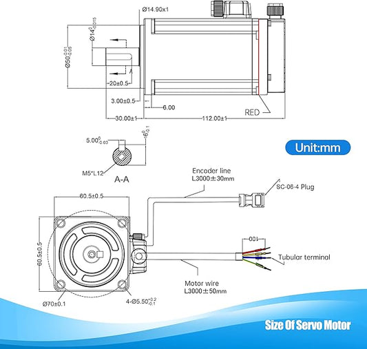 Without Brake 600W AC Servo Motor Kit, CNC 220V 3.5A 3000rpm L3000 17-bit Encoder RS485 Servo Motor Driver Controller Kit for CNC Engraver Milling Machine/Robot