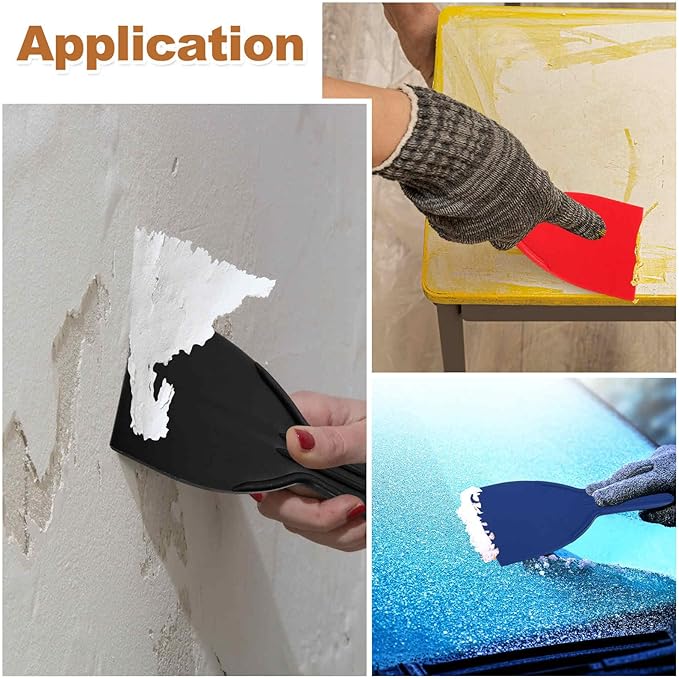 HARFINGTON 5pcs Putty Knife Scraper 2" Width Flexible Plastic Putty Knife Paint Scraper Tool for Taping Drywall Spreading Painting Wall Scratching Red