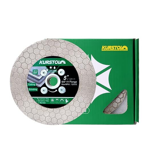 Tile Diamond Saw Blade - 5"/125mm Dual-Purpose Diamond Cutting Disc,Angel Grinder Blade Arbor 5/8"-11 Thread for Cutting and Grinding Ceramic Tiles,Porcelain,Granite,Marble