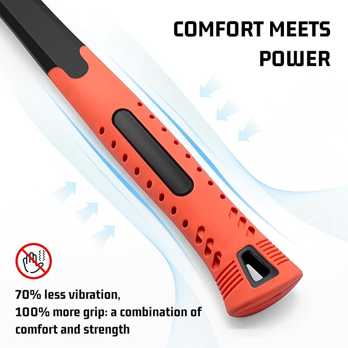 Pry Bar Hammer with Nail Puller - 12.5 Inch 18oz Demolition Tool for Trim, Tile, Baseboard Removal | Smooth Surface Shock-Absorbing Hand Tools