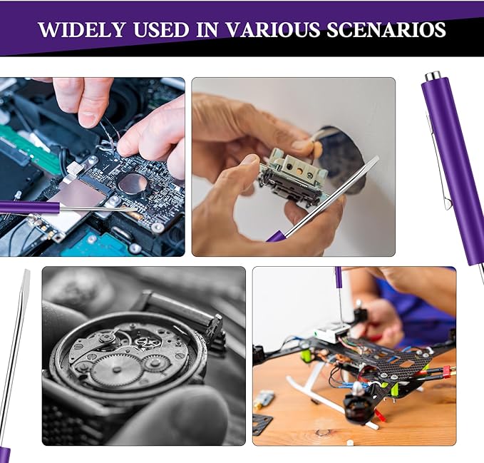6 Pieces Pocket Screwdriver Mini Tops And magnetic pocket screwdriver with A Single Blade Head for Mechanical, Electrician (purple)