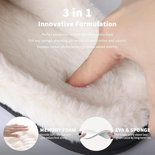 Homitem Mens Slippers Moccasins Memory Foam Fuzzy Slippers for Men Wool-Like Plush Fleece Lined House Shoes Indoor Outdoor Anti-Skid Rubber Sole Home Bedroom