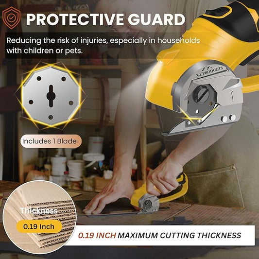 Cordless Electric Scissors ??4V Rotary Fabric & Cardboard Cutter ??Light-Duty Carpet Cutting Tool for Crafting and Home Use ??Portable Rechargeable Box Cutting Machine with Replaceable & Extra Blade