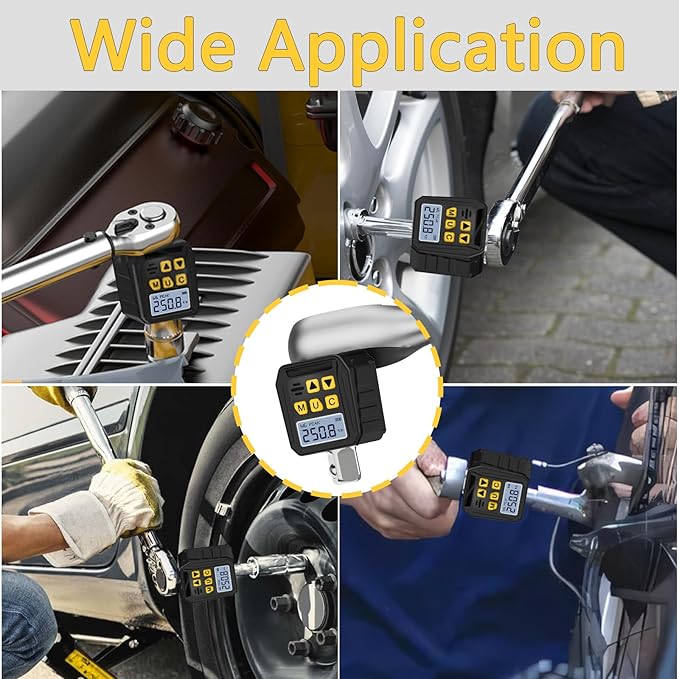 1/2??Drive Digital Torque Adapter, 12.54-250.8 Ft-lb/17-340 Nm Digital Torque Adapter Set with 3/8" and 1/4" Adapters, Buzzer & LED Flash Notification for Motorcycle Car Repair