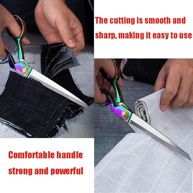 Heavy Duty Tailor Shears Set, Dressmaking Scissors Fabric Scissors Stainless Steel Sharp Shears & Soft-Grip Handle for Cutting Fabric, Clothes, Leather, Denim, Altering, Sewing (Colorful)