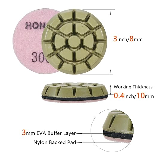 3 inch *10mm Concrete Diamond Sanding Discs,Grit 3000 Set of 3,Resin Polishing Pucks,for Concrete Floor Grinder,Grit 3000