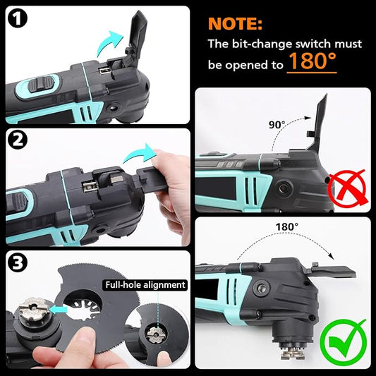 3.2째 Oscillating Multi-Tool Kit with Quick-Change & 6-Speed | 2.5A Motor for Smooth Cutting, Sanding, Scraping | Low Vibration & 17pc All-in-One Kit
