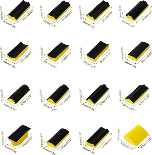 56 PCS Hand Sanding Block Set Include 16 PCS Contoured Profile Sander Block and 40 Sheet Sandpaper Interchangeable Assorted Convex & Concave Shapes Used for Woodworking Furniture, Auto Paint
