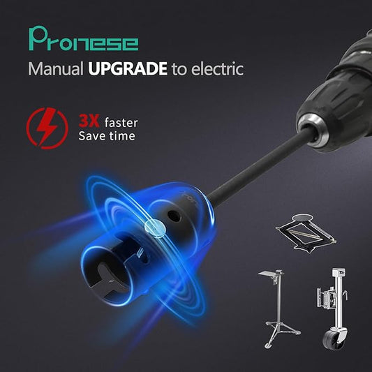 1 Inch Trailer Jack Drill Adapter with Two 1/2 Inch Socket Adapter Bit竊똇eavy Duty Cr-Mo Steel, Replace The Trailer Jack Handle