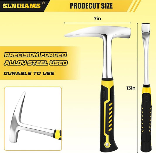 22oz Rock Pick Hammer – One-Piece Forged Geology Hammer with Pointed Tip & Anti-Vibration Grip – Ideal for Rockhounding, Fossil Hunting, and Masonry Work