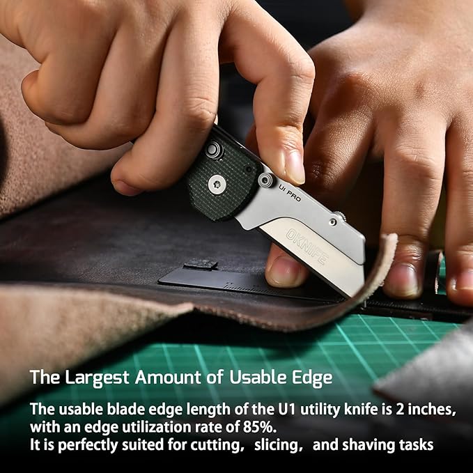 OKNIFE U1 Pro Multitool Folding Utility Knife with Folding Screwdriver, Quick Change Blade, Rail Lock & Pocket Clip for Men Women (Green Micarta)