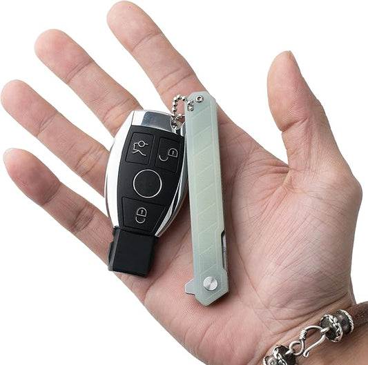 G046 Mecha Mini Slim Folding Scalpel with 5pcs #24 and 5pcs #60 G13 Handle with Liner Lock, Utility EDC Pocket Knife with Back Clip(Jade Color)