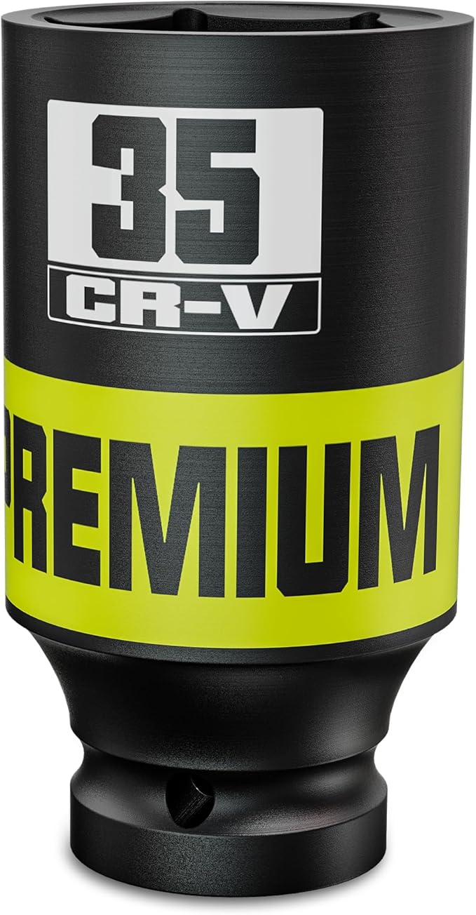 1/2" Drive Impact Socket, 35mm Deep Socket, Metric, 6 Point, CR-V, Perfect for Home, Mechanic and Repair Project