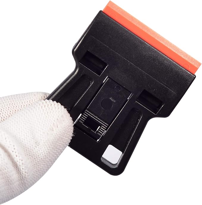 Portable 1.5inch Mini Metal Razor Scraper and Plastic Scraper with Blades, Putty Knife Set Removing Glue, Stain, Vinyl, Labels, Stickers, Decals, Pack of 2