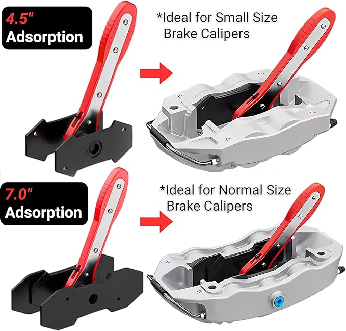 Brake Caliper Compression Tool - Car Ratcheting Brake Caliper Piston Spreader Press Tool with 2 pcs Steel Plates, 360째 Adjustable Piston Compressor, Essential Tool Kit for Car Brake Repair
