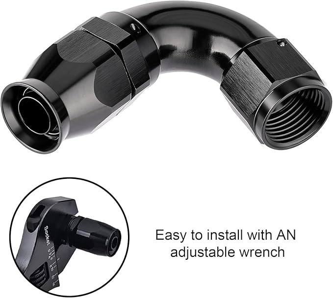 EVIL ENERGY 10AN 120 Degree PTFE One Piece Full Flow End Hose Fitting Aluminum Black