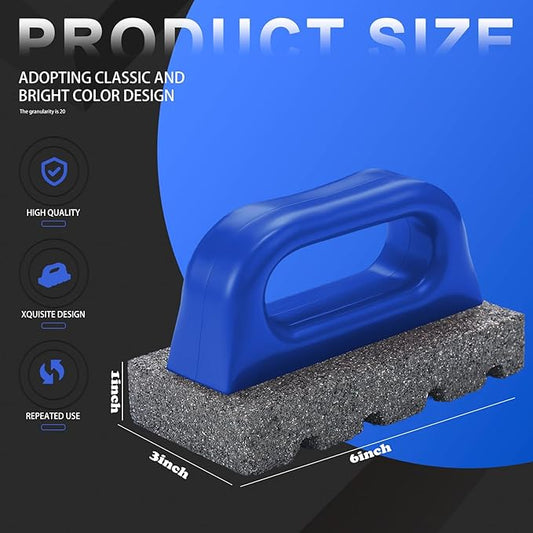 Wenqik 4 Pcs Rub Brick with Handle Concrete 20 Grit Masonry Tools Smoothing Cleaning Removing Marks Tool (Blue)