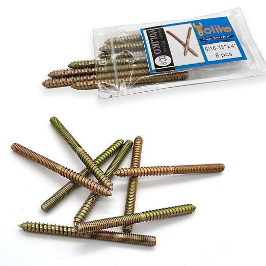 8 Pack 5/16-18 x 4 Inch Hanger Bolts 5/16-18" Double Headed Bolts 5/16 Wood Dowel Screw Self-Tapping Screw Hanger Bolts for Furniture Screws Double Screw Threaded Rods Bolt 100mm Length