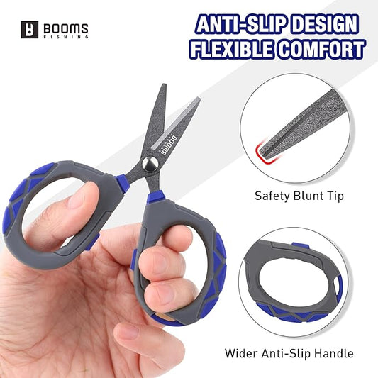 Booms Fishing Braided Line Scissors: Micro-Serrated Stainless Steel Blades Line Cutter - XW01 4.1" Fishing Serrated Shears