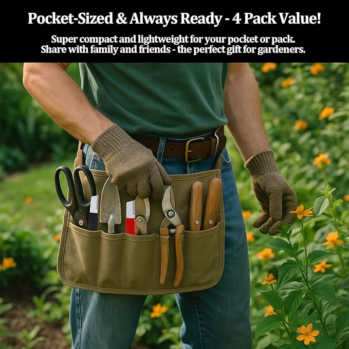 4 Pack Pocket Sized Garden Tool Blade Sharpener Sharpening Tool for Pruners, Shears, Knives, Axes Portable & Easy to Use for Gardening, Camping, Outdoors