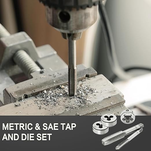 BeHappy 80pc Tap and Die Set in SAE and Metric Sizes, Metric and Standard Tap Set and Die Tool Set for Internal and External Threading