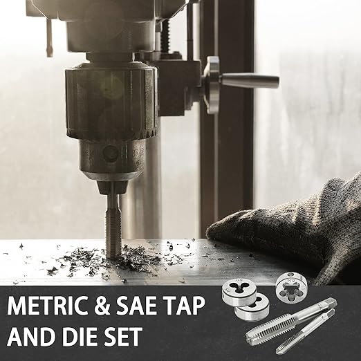 GMTOOLS 60PCS Tap and Die Set, Metric Standard Size M3 to M12, Threading Tool Set with Complete Accessories and Storage Case, Tap Die Kit for Threading and Rethreading Internal and External Threads