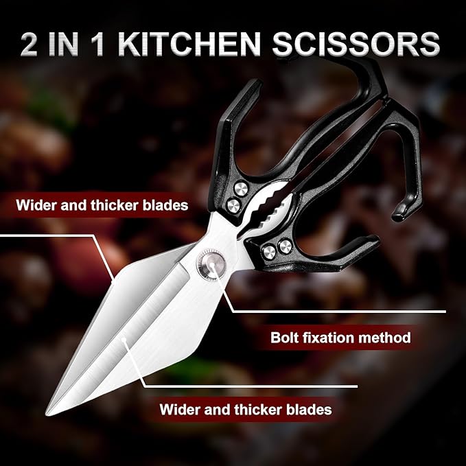 Kitchen Scissors, Multifunctional Heavy-Duty Kitchen Shears, Poultry Shears with Ergonomic Handle High-Carbon Steel for Chicken, Meat, Seafood, Bone Cutting