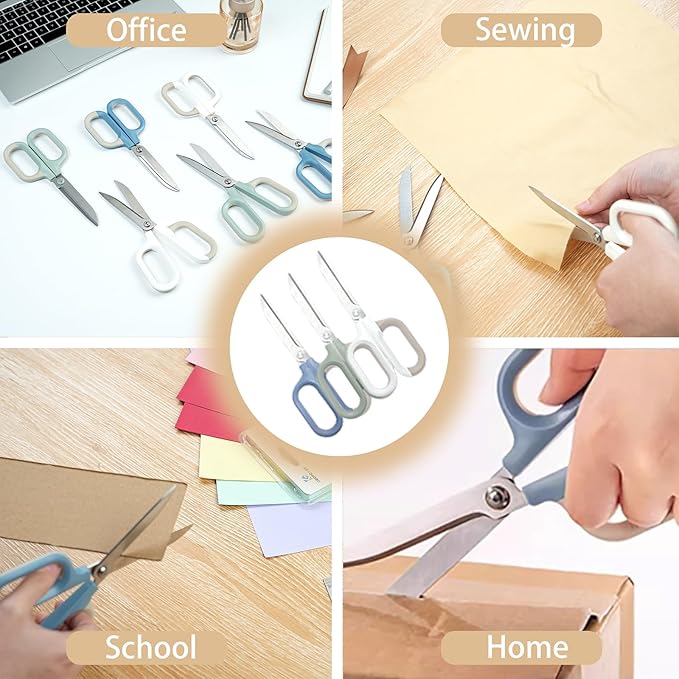 White Office Scissors with Comfort-Grip Handles, Cute scissors, Sharp Craft Scissors for DIY Art, Sewing, Fabric, Student, Teacher, and Home Use(7", White-2Pack)