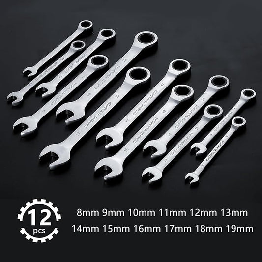 Hantinstom 12pcs Wrench Set ??Versatile Ratchet Wrenches Set for Efficient Automotive Repairs - Professional Grade Combination Wrench Set
