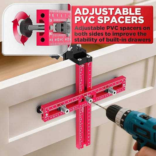 Cabinet Hardware Jig ??Adjustable Drill Guide Template for Knobs & Handles Precision Hole Locator for DIY Cabinet Installation Fits 2.5" to 7.5" Spacing