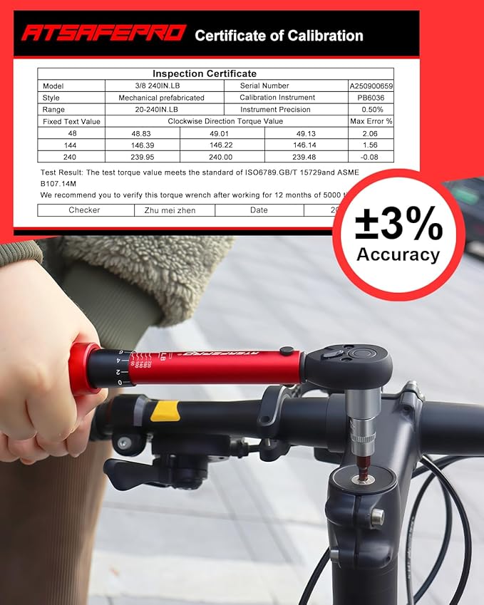 ATsafepro 3/8 torque wrench 20-240 in.lb, Inch Pound Torque Wrench Set with Extension & 3/8" to 1/4" Adapter - 짹3% Accuracy, Dual-Direction 72-Tooth for Bike, Motorcycle, Car & Engine Maintenance
