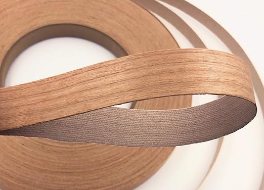 Edge Supply Cherry 1-1/8 in x 250 ft Roll ??Pre-Glued Iron On Wood Veneer Tape ??Wood Veneer Edge Banding Tape with Hot Melt Adhesive, Smooth Sanded Finish Ideal for Furniture & DIY, Made in USA