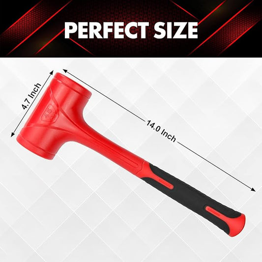YIYITOOLS Dead Blow Hammer-45oz(3LB), Red and Black, Shockproof Design, No ReboundMallet Machinist Tools Unibody Molded Checkered Grip Spark and Rebound Resistant (YY-3-011)