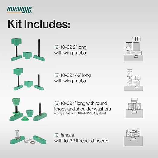 MICROJIG Matchfit Dovetail Hardware Variety Pack 2.0, Woodworking Track System Routing Tools, DV-HK4.5K2-VP