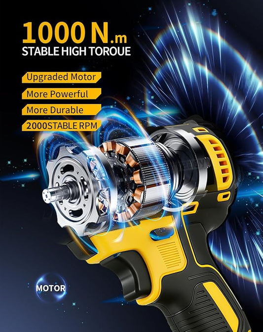 48V Cordless Impact Wrench, 1/2 Impact Gun, 4-Speed Brushless High Torque Impact Gun with LED Light, Precision Power Wrench