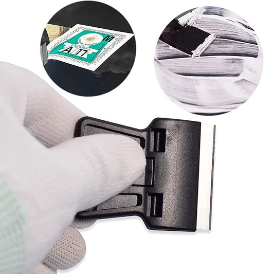 Portable 1.5inch Mini Metal Razor Scraper with 10 Carbon Razor Blades, Putty Knife Set Removing Glue, Stain, Vinyl, Labels, Stickers, Decals, Pack of 2
