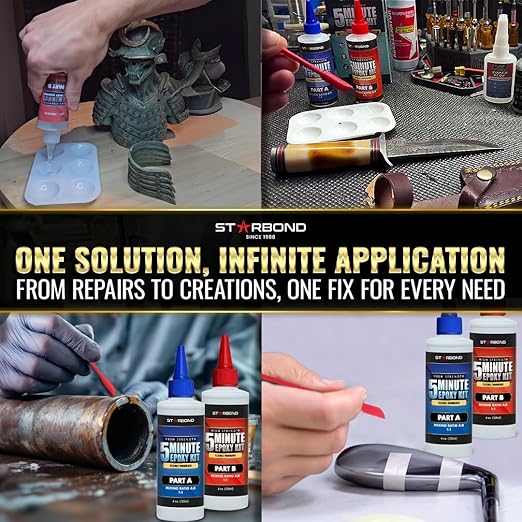 8 oz. XL Starbond 5 Minute Epoxy Pro Kit??Flexible Toughened (2,600 lb Shear Strength), Easy to Use, Fast Setting Glue ??Compatible with Metal, Plastic, Wood, Ceramics, Glass and More