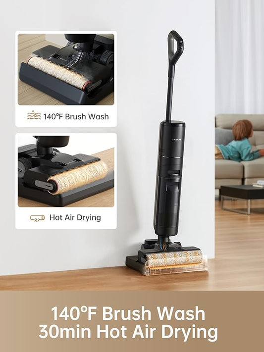 DREAME H13 Pro Wet Dry Vacuum Cleaner, Smart Floor Cleaner Vacuum Mop for Hard Floors, 140째F Brush Wash, Hot Air & Dual Rotation Self-Cleaning, GlideWheel Power System, Great for Sticky Messes