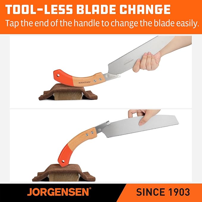 JORGENSEN Japanese Pull Saw Kataba, 10-3/8 Inch with Curved Handle, Premium SK5 Blade, 14 TPI Teeth, Woodworking Hand Saw for Hardwood & Softwood, Wood Trim