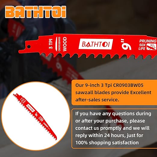 1 Pack 9 Inch 3 Tpi Carbide Reciprocating Saw Blades for Wood Cutting and Tree Trimming, Pruning Sawzall Blades with Carbide Tipped Teeth for Longer Life and Faster Cutting Speed