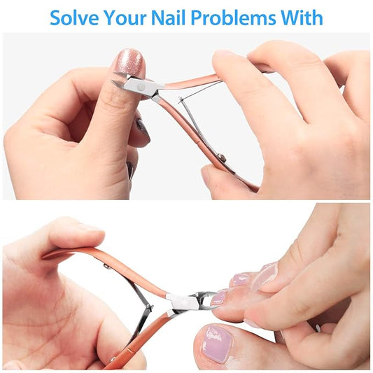 Mudder 3 Packs Cuticle Nippers Cutter Tool Stainless Steel Nail Cuticle Trimmer Remover with Pointed Blade Scissors Pedicure Manicure Tool for Fingernails Nails Care and Toenails(Rose Gold)
