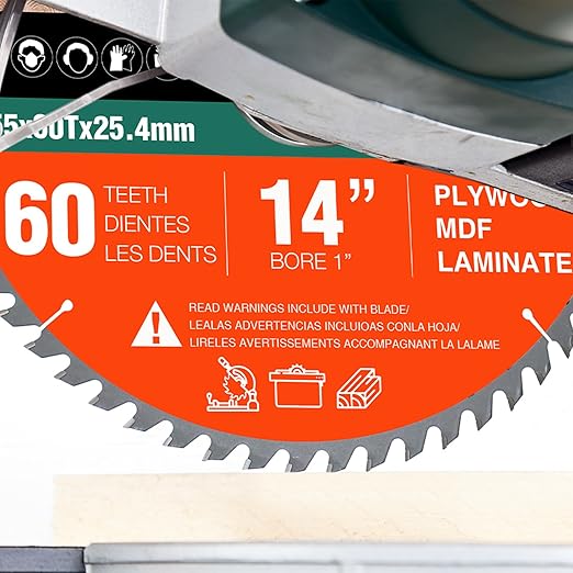 14 Inch 60-Teeth Saw Blade for Cutting Wood, Plastic Laminate and Composite Materials Wood Cutting Disc