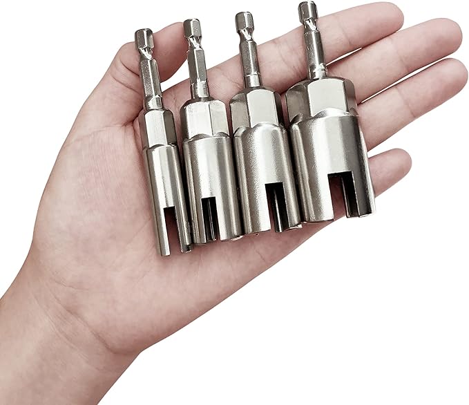 4 Pack (9mm,12mm,15mm,18mm) 1/4 Inch Hex Shank Nut Driver, Power Wing Nut Driver Set Bit Socket Wrenches Tools Set Slot Wing Nuts Drills Bits for Panel Nuts Screws Eye C Hook Bolt