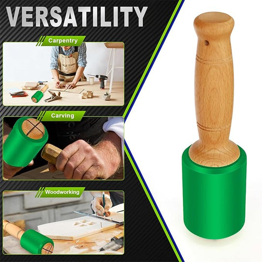 Wood Carving Mallet 12 oz - Non-Slip Urethane Head Woodworking Hammer for Chisels & Carving Tools (deep green)