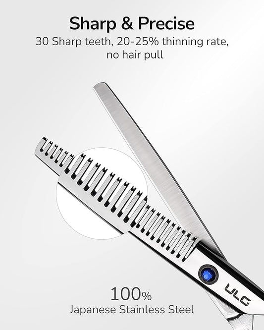 Hair Thinning Scissors ULG Professional Barber?셲 Texturizing Teeth Shears for Hairdressing, Salon and Home Use Thinning Shears for Hair Cutting, Made of Japanese Stainless Steel, 6.5 inch