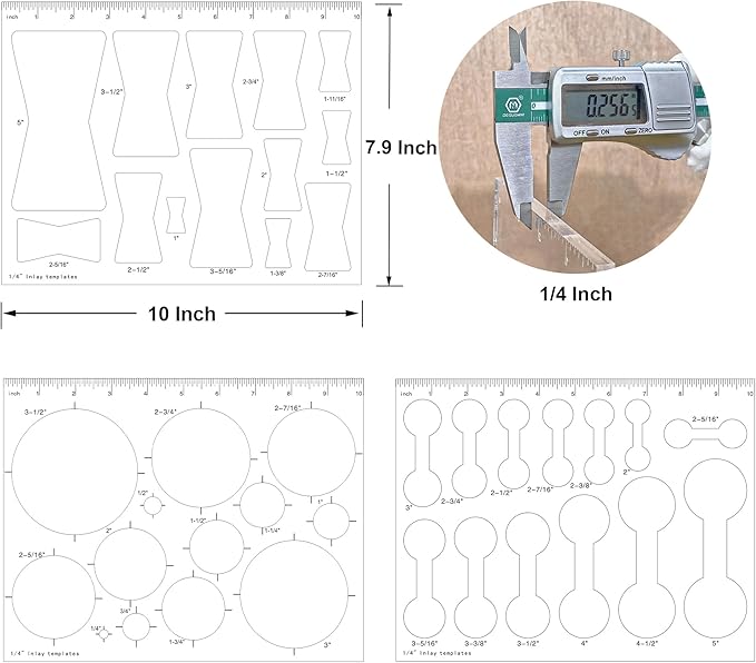 13 in 1 Router Template for Woodworking,Router Jig Bowtie Template, Router Template Jig Kit, Butterfly Inlay Template Decorative Template 10"*7.9" inches, clarity