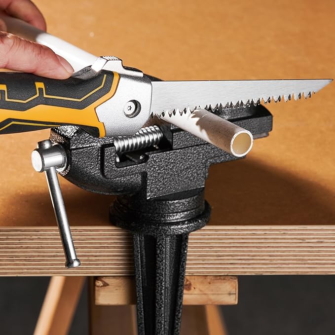 KATA Folding Drywall Jab Saw, Drywall knife with Soft Grip Handle, Keyhole Handsaw, Jab Saw with 7TPI Triple Teeth 65Mn Steel Sharp Blade for Wallboard, Plywood Sheetrock and PVC Cutting