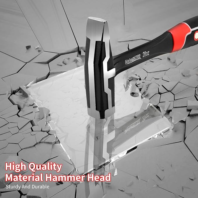 Meiwaltee 20 oz One-piece Forged Engineer Hammer, Sheet Metal Hammer 850g, Non-slip Rubber Grip For Construction, Gardening, Home Improvement