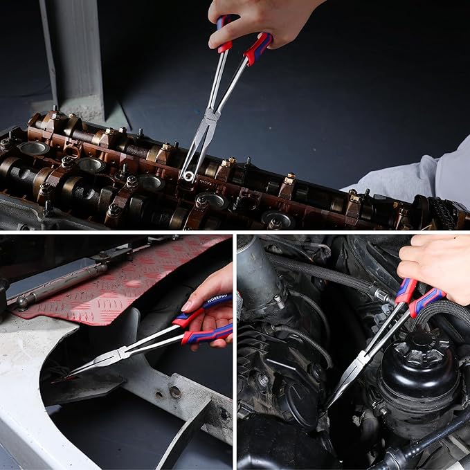 WORKPRO Premium 11??Extra Long Needle Nose Pliers, Paper Clamp Precision, Heavy-Duty CRV Steel, Soft Grip