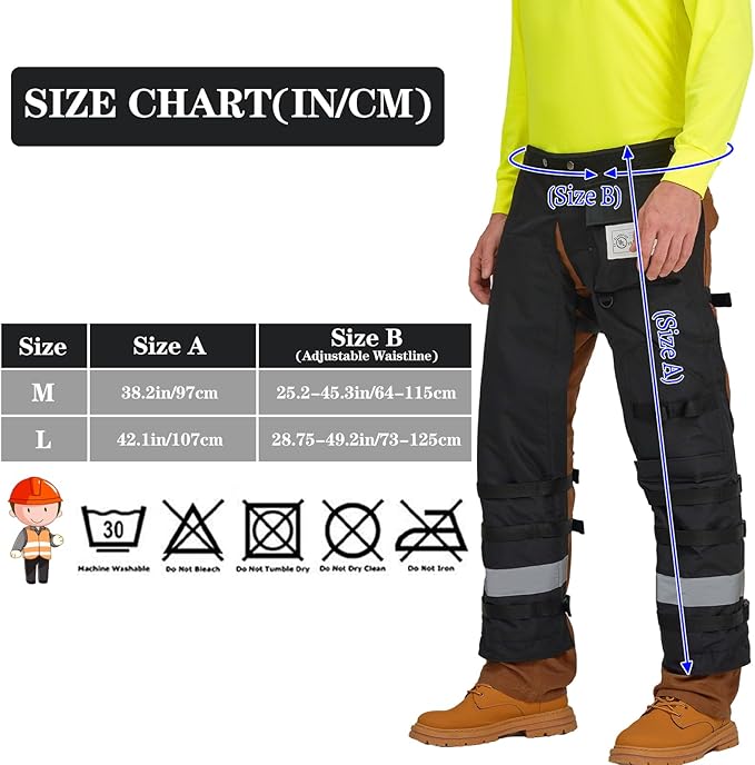 AYKRM Chainsaw Chaps 8-layer Protective Apron Wrap Adjustable orange Chainsaw Pants/Chap for Loggers Forest Workers